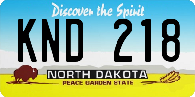 ND license plate KND218