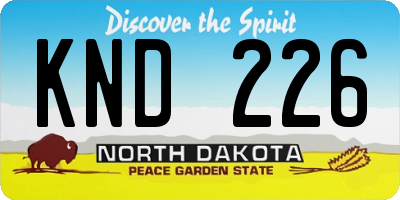 ND license plate KND226