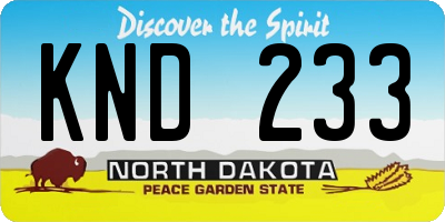 ND license plate KND233