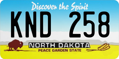 ND license plate KND258