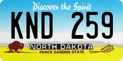 ND license plate KND259