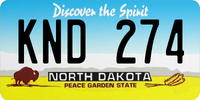 ND license plate KND274