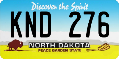 ND license plate KND276