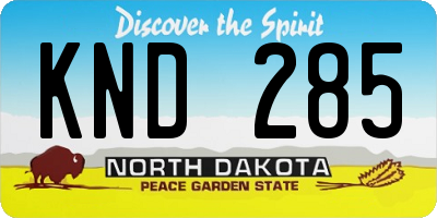ND license plate KND285