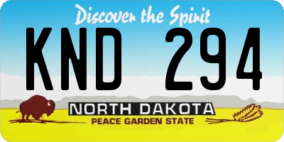 ND license plate KND294