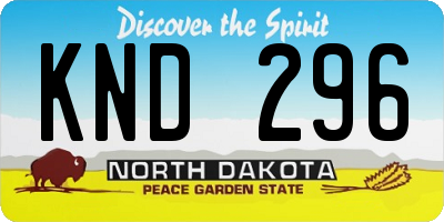 ND license plate KND296