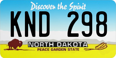 ND license plate KND298