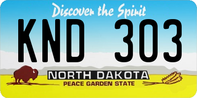 ND license plate KND303