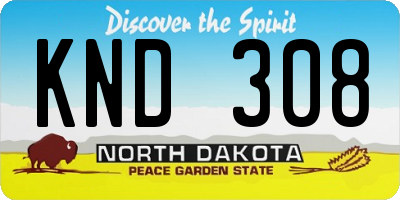 ND license plate KND308