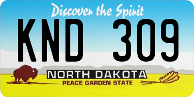 ND license plate KND309