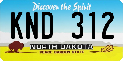 ND license plate KND312