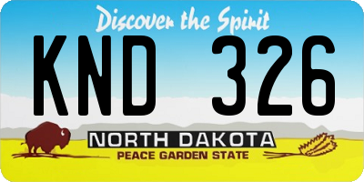 ND license plate KND326