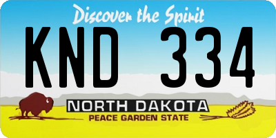 ND license plate KND334