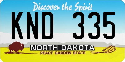 ND license plate KND335