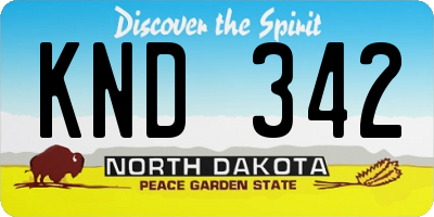 ND license plate KND342