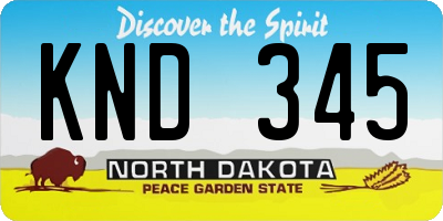 ND license plate KND345