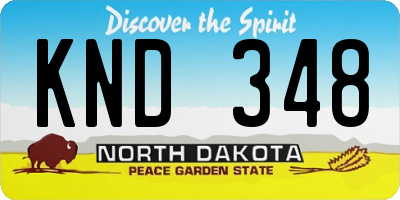 ND license plate KND348