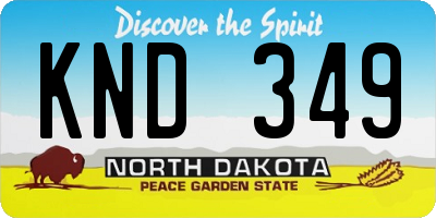 ND license plate KND349