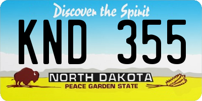 ND license plate KND355