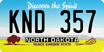 ND license plate KND357