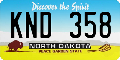 ND license plate KND358