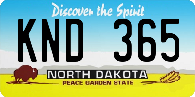 ND license plate KND365