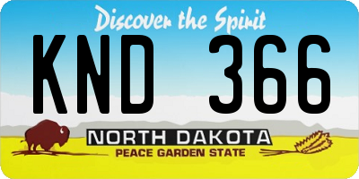 ND license plate KND366