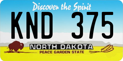 ND license plate KND375