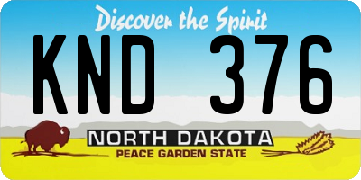 ND license plate KND376