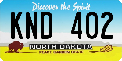 ND license plate KND402