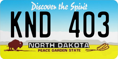 ND license plate KND403