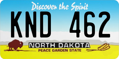 ND license plate KND462