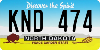 ND license plate KND474