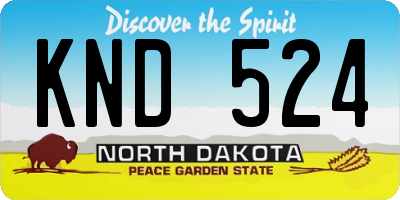 ND license plate KND524