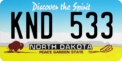 ND license plate KND533