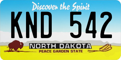 ND license plate KND542