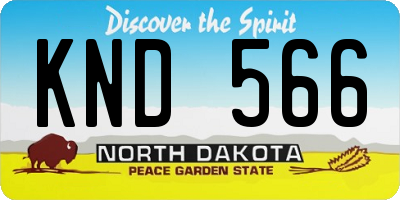 ND license plate KND566