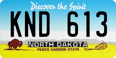 ND license plate KND613