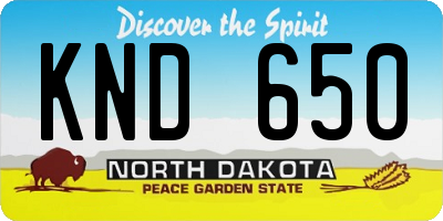 ND license plate KND650