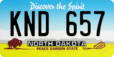 ND license plate KND657