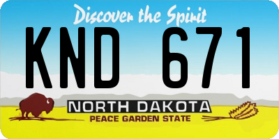 ND license plate KND671
