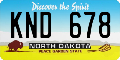 ND license plate KND678
