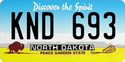 ND license plate KND693