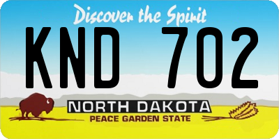 ND license plate KND702