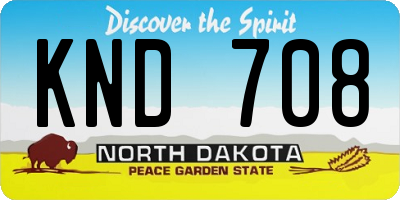 ND license plate KND708