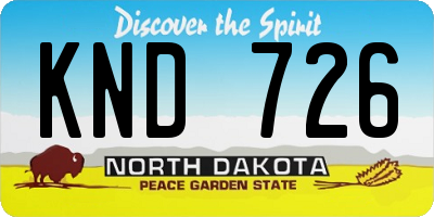 ND license plate KND726
