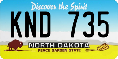 ND license plate KND735