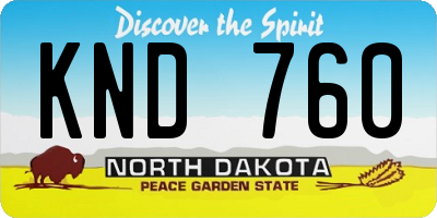 ND license plate KND760