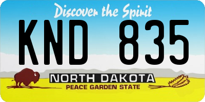 ND license plate KND835