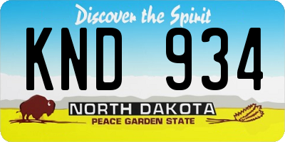 ND license plate KND934